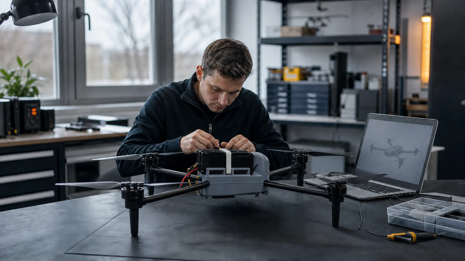 Engineer working on a civilian UAS project — visualisation