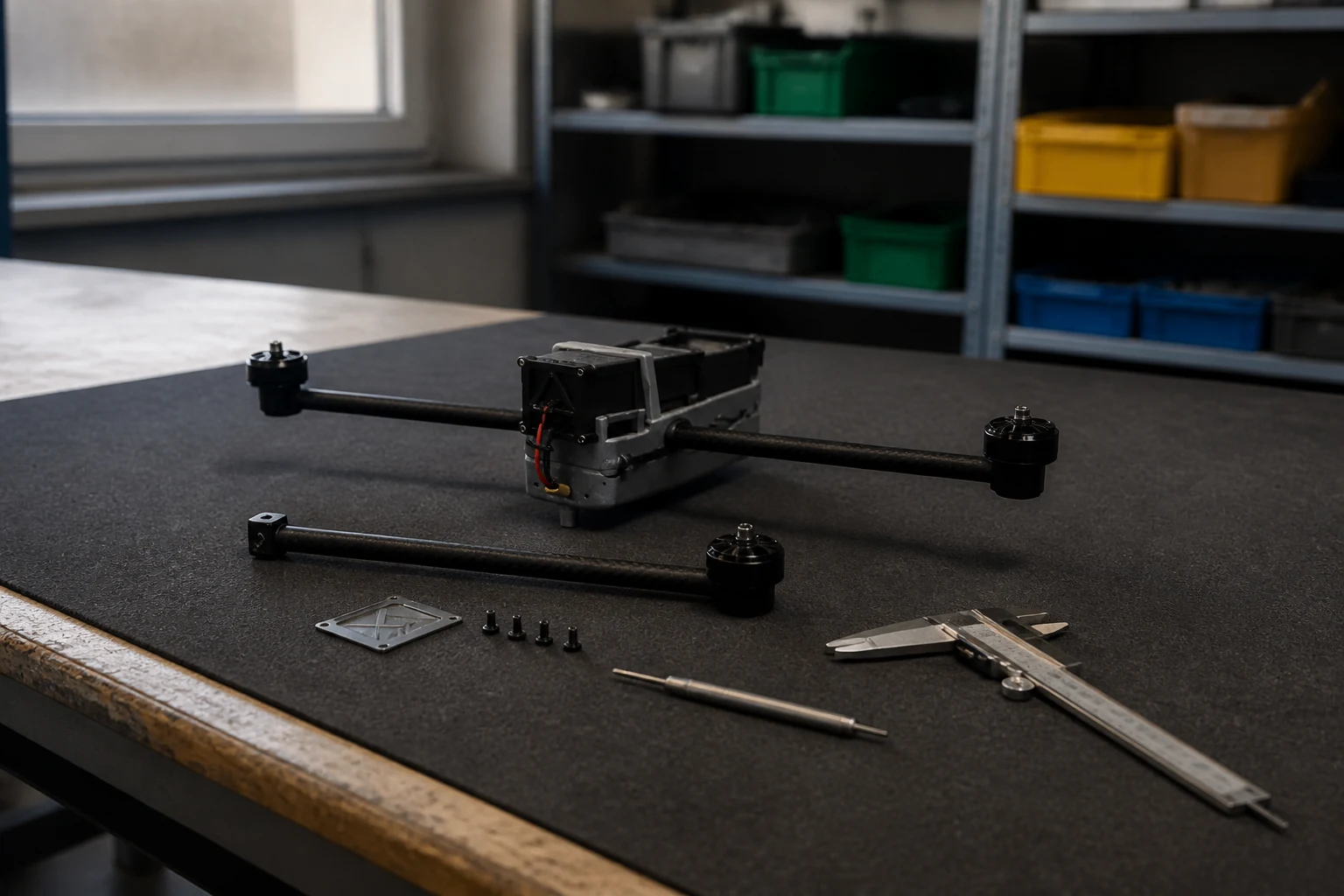 Visualisation of an early UAS build stage at an assembly workstation